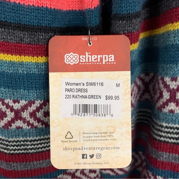 Sherpa Adventure Gear Merino Wool Paro Striped Fairisle Sweater Dress Medium - Picture 8 of 13